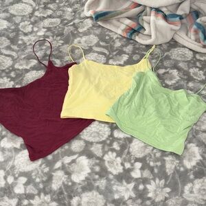 Pacsun Spaghetti Strap Tops - Burgundy, Yellow, and Green